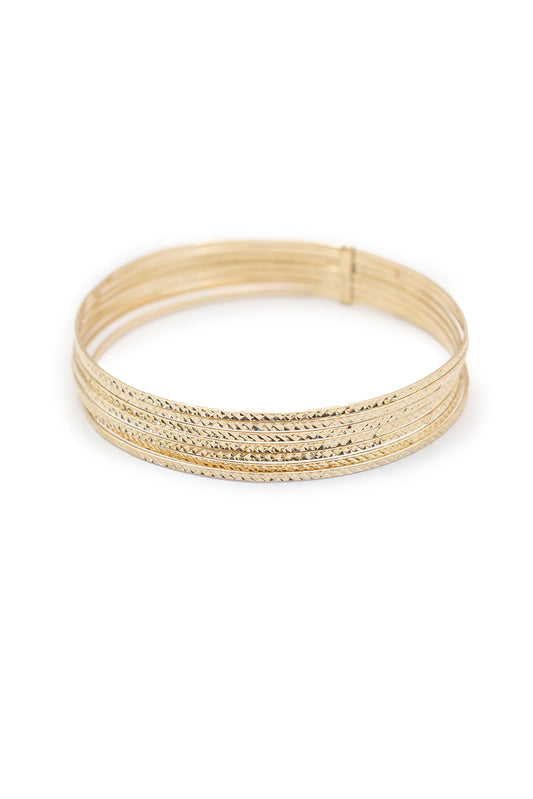 Pulsera aro 10 kilates semanario aros delgados con diamantado.