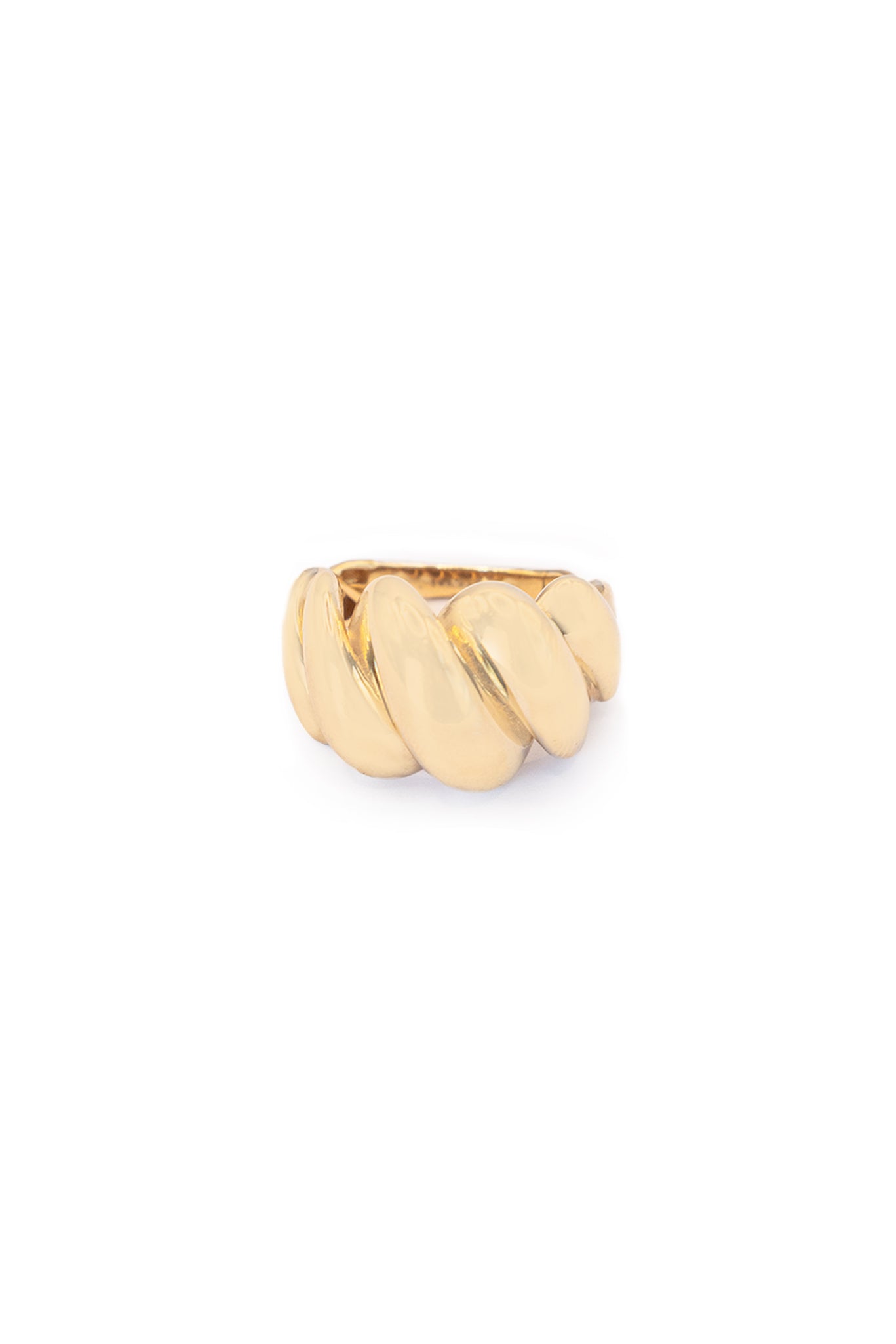 Anillo 14 kilates con ondas gruesas decrecientes lisas.