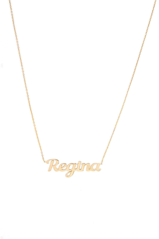 Collar De Oro Sólido Personalizado Cursiva Clásica