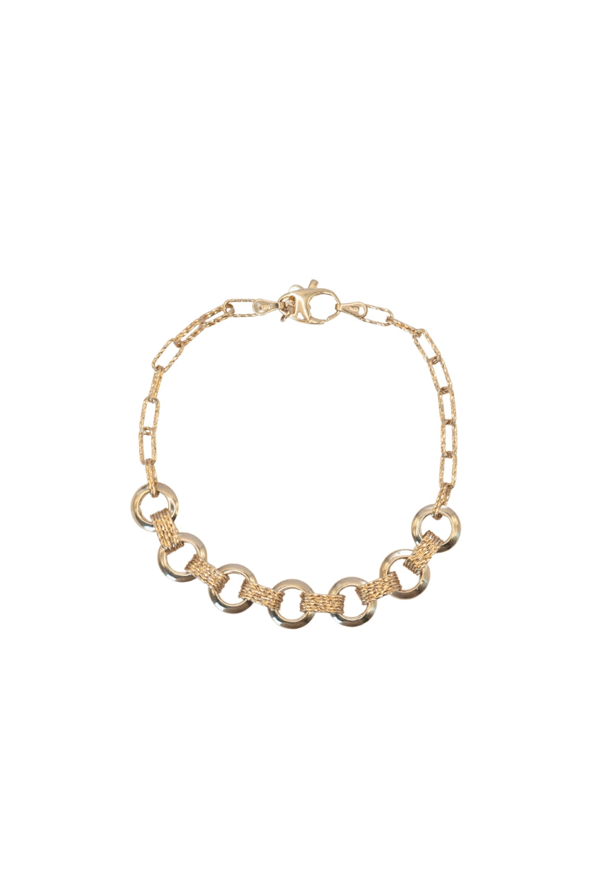 Juego 14 kilates de aros lisos y enlace cadena eslabón alargado diamantado.