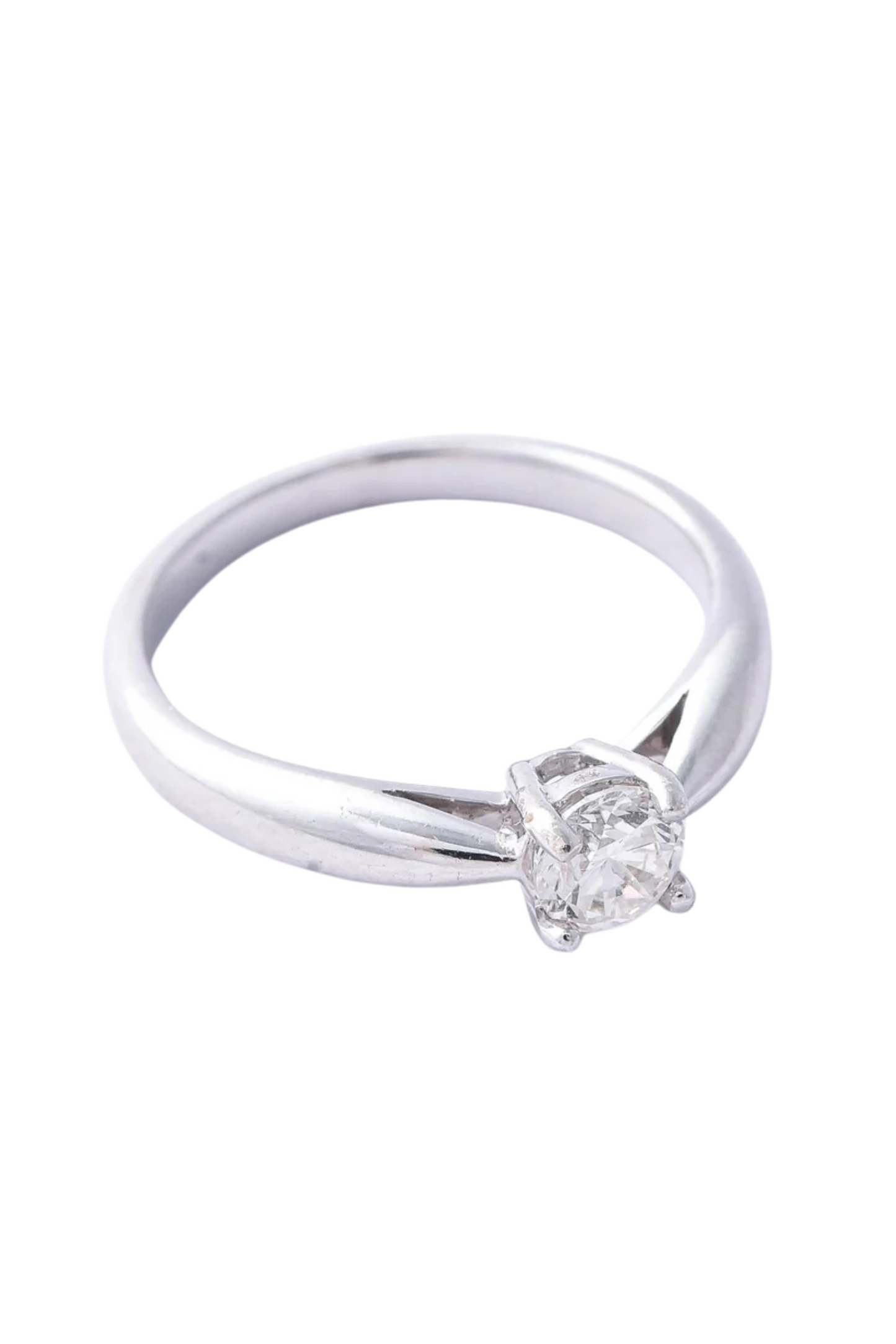 Anillo de compromiso de oro sólido en 14 kilates con diamante de 0.35 CT oro blanco brazo decreciente