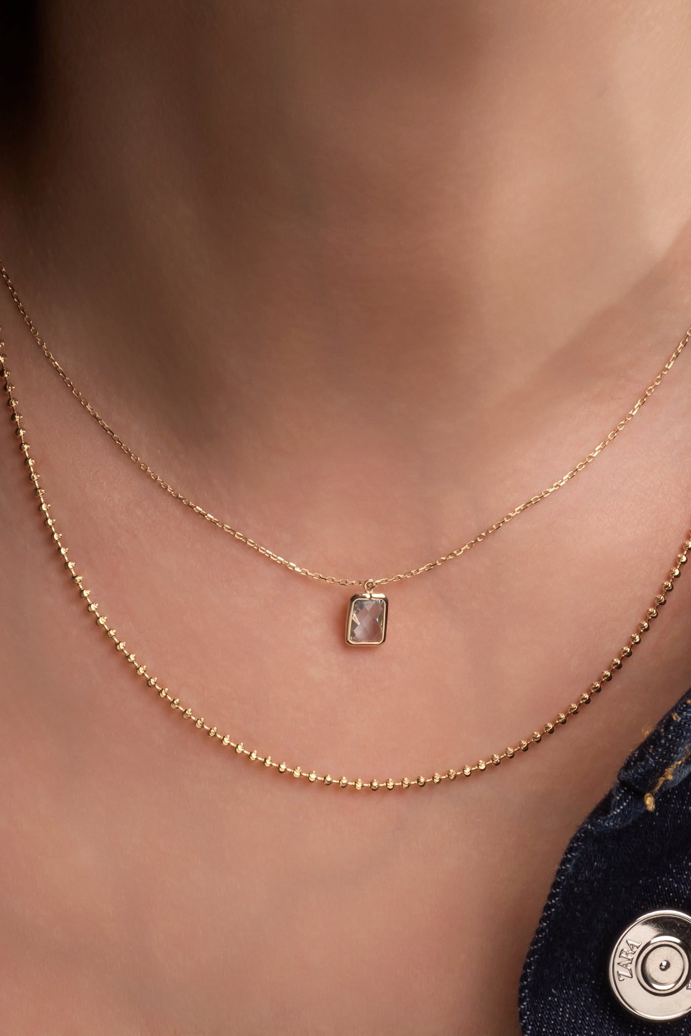 Gargantilla 10 kilates piedra lila y aretes piedra lila