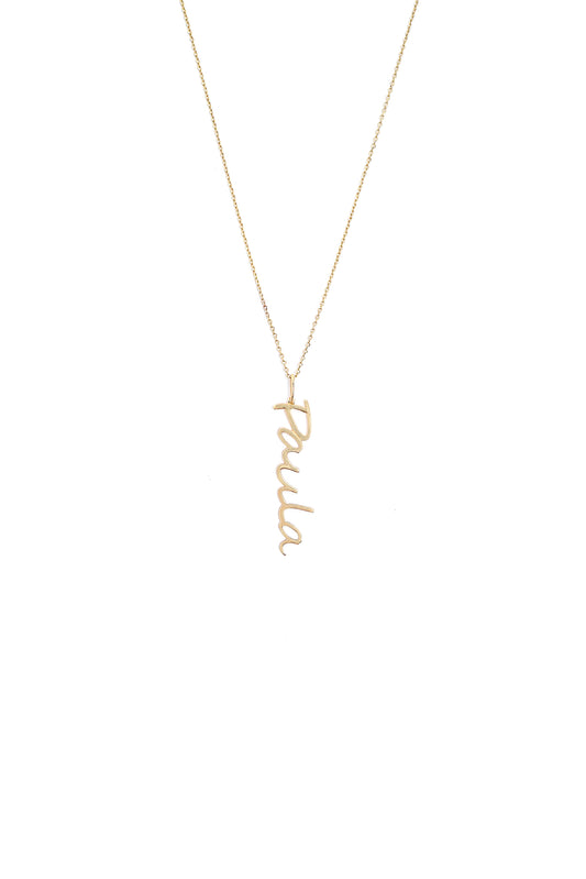 Collar De Oro Sólido Personalizado Corbatín Cursiva