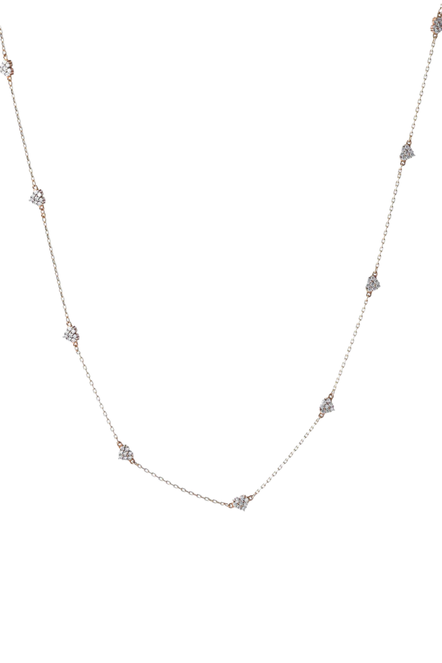 Collar de oro sólido de 10 kilates con corazones alrededor con zirconias