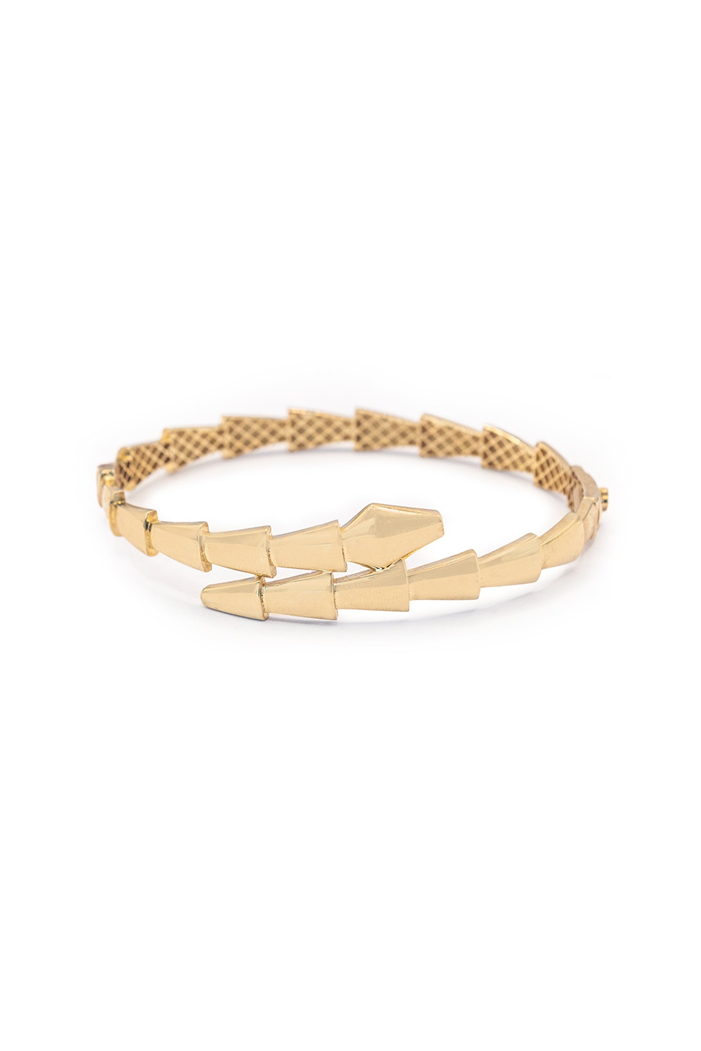 Pulsera aro de oro sólido en 10 kilates con forma de cuerpo de serpiente lisa.