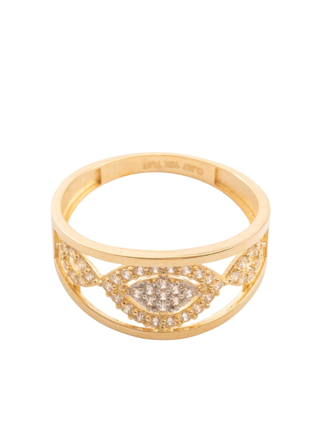 Anillo 10 kilates brazo doble y centro formas de ojos tupidos de zirconias.png