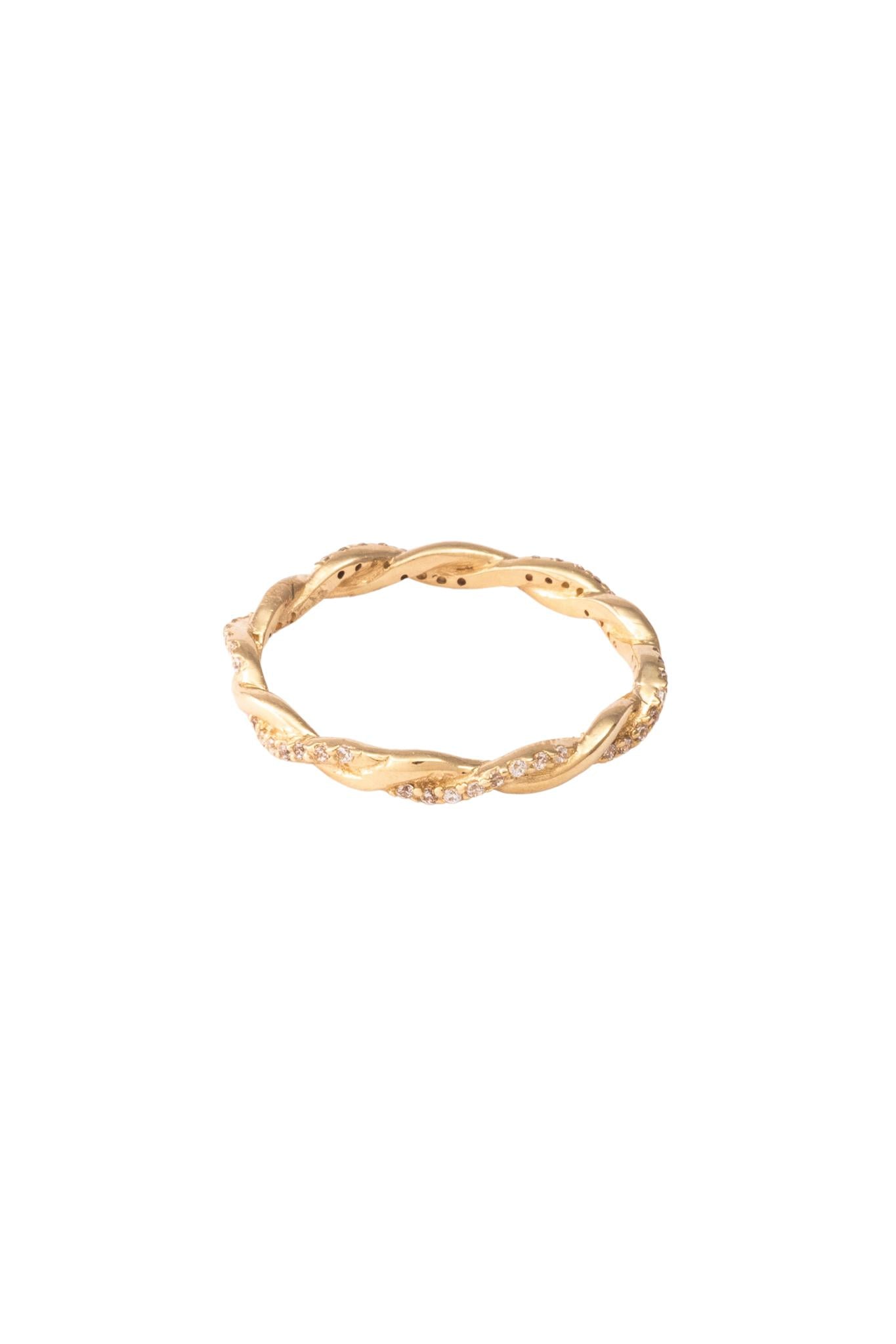 Anillo de oro sólido en 10 kilates con eslabón enlazado liso y zirconias..png