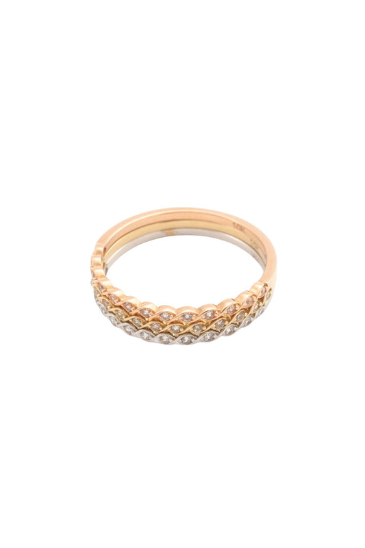 Anillo de oro sólido en 10 kilates con forma de churumbela triple en oro florentino..png