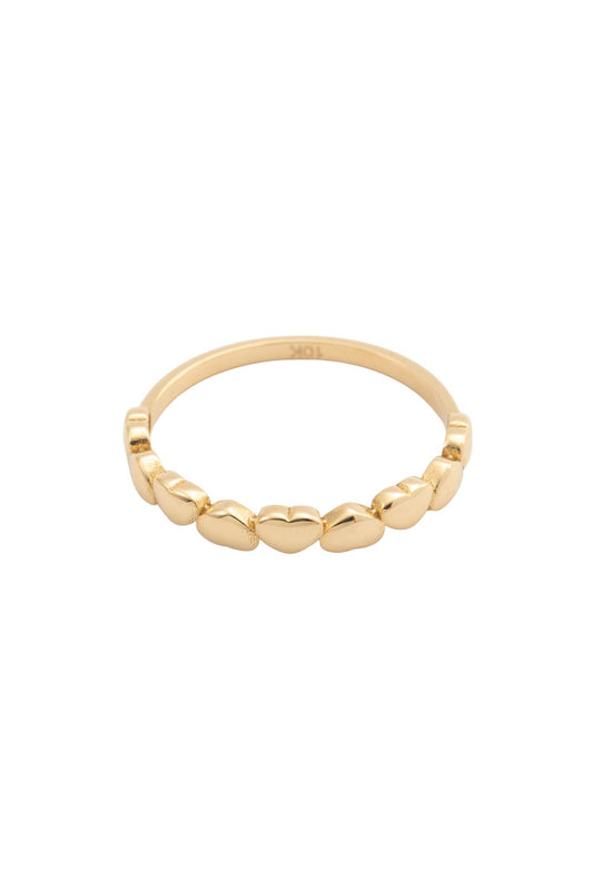 Anillo de oro sólido en 10 kilates con forma de corazones lisos intercalados, arriba y abajo..png