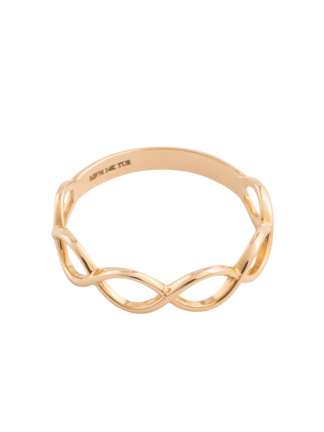 Anillo de oro sólido en 14 kilates con ondas en infinito liso..png