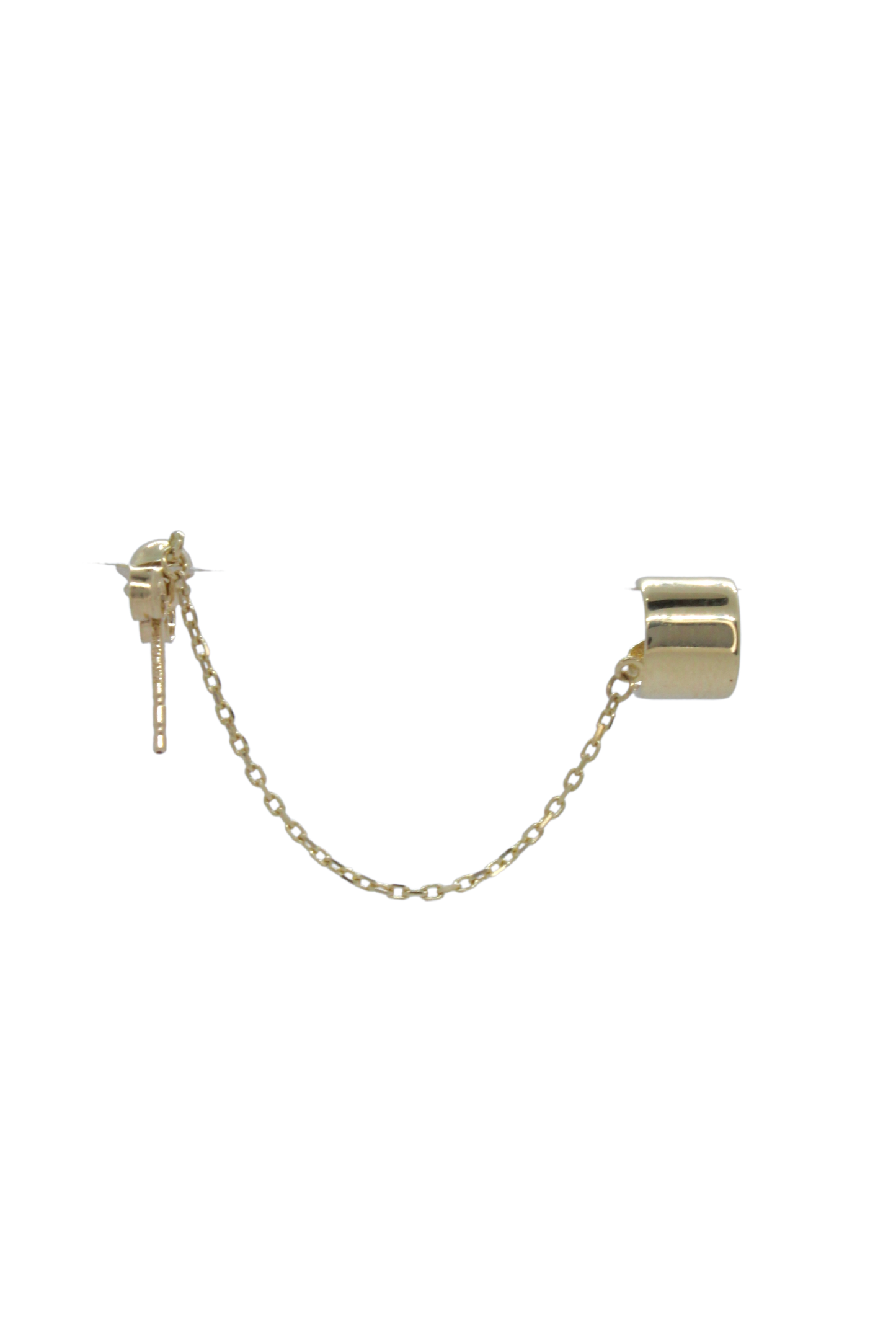 Arete de oro solido de 14 kilates con una cadena a un extremo.png