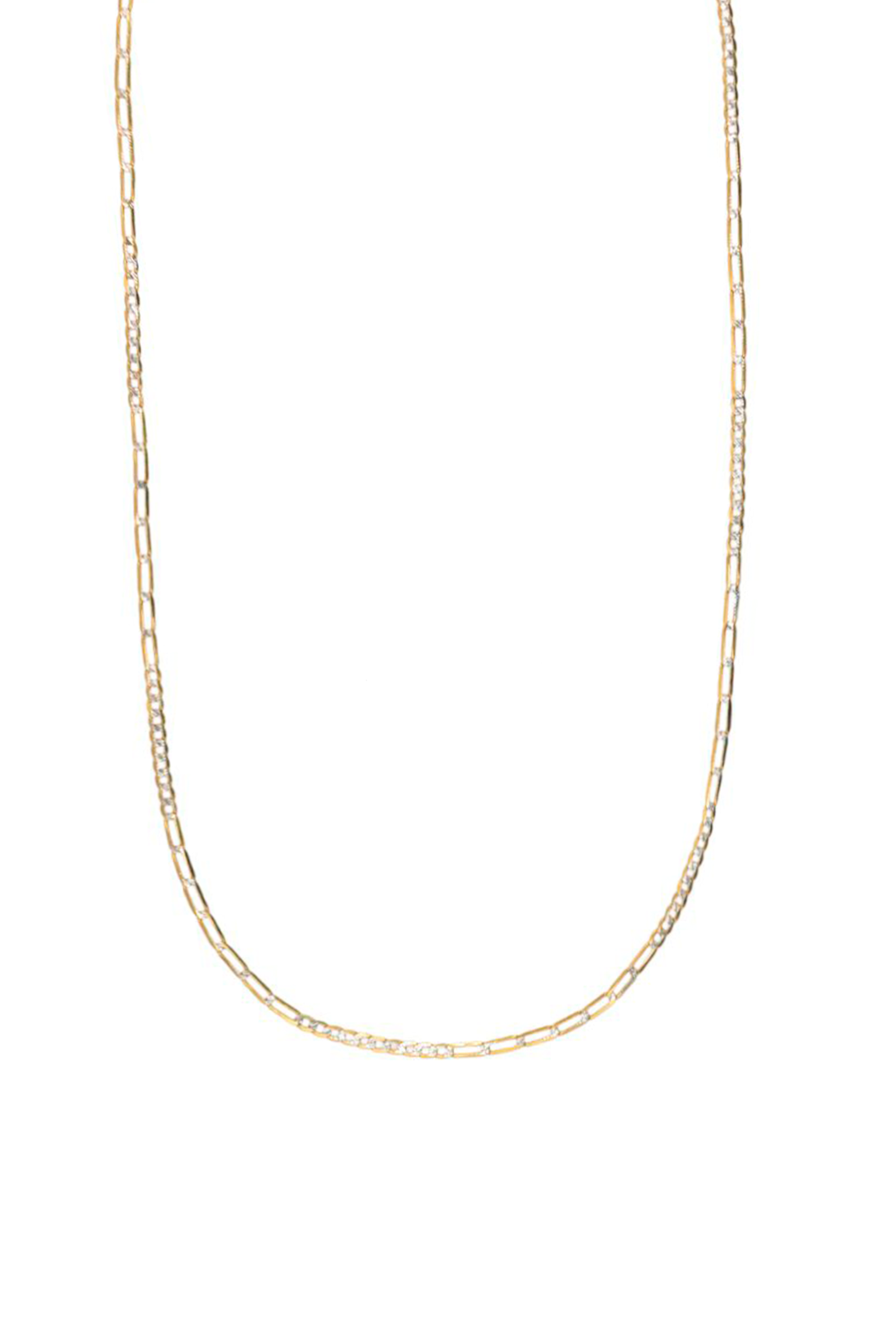 Cadena 14 kilates con diez eslabones ovalados alargados y circulares diamantados en oro blanco corta..png