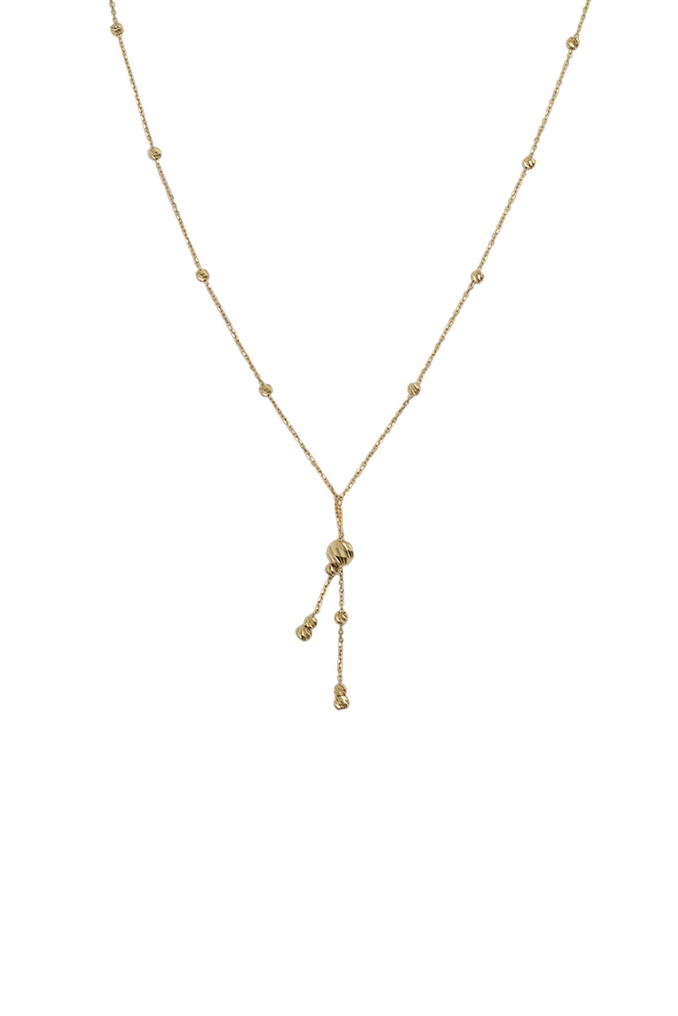 Collar de oro solido de 10 kilates con bolitas al rededor con estilo diamantado.png
