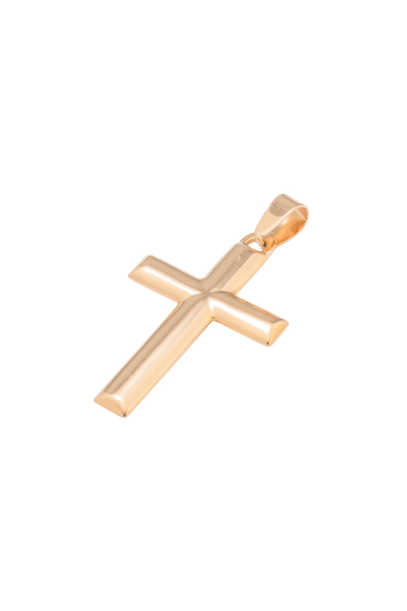 DIje de oro sólido en 10 kilates con forma de cruz cilindrica aplastada.png