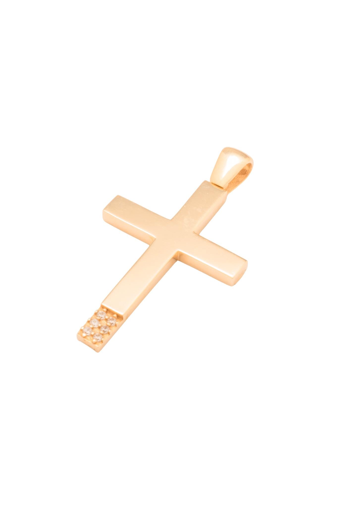 Dije 10 kilates forma de cruz doble, un lado con rectángulo chico de zirconia y otro con contorno en la cruz..png