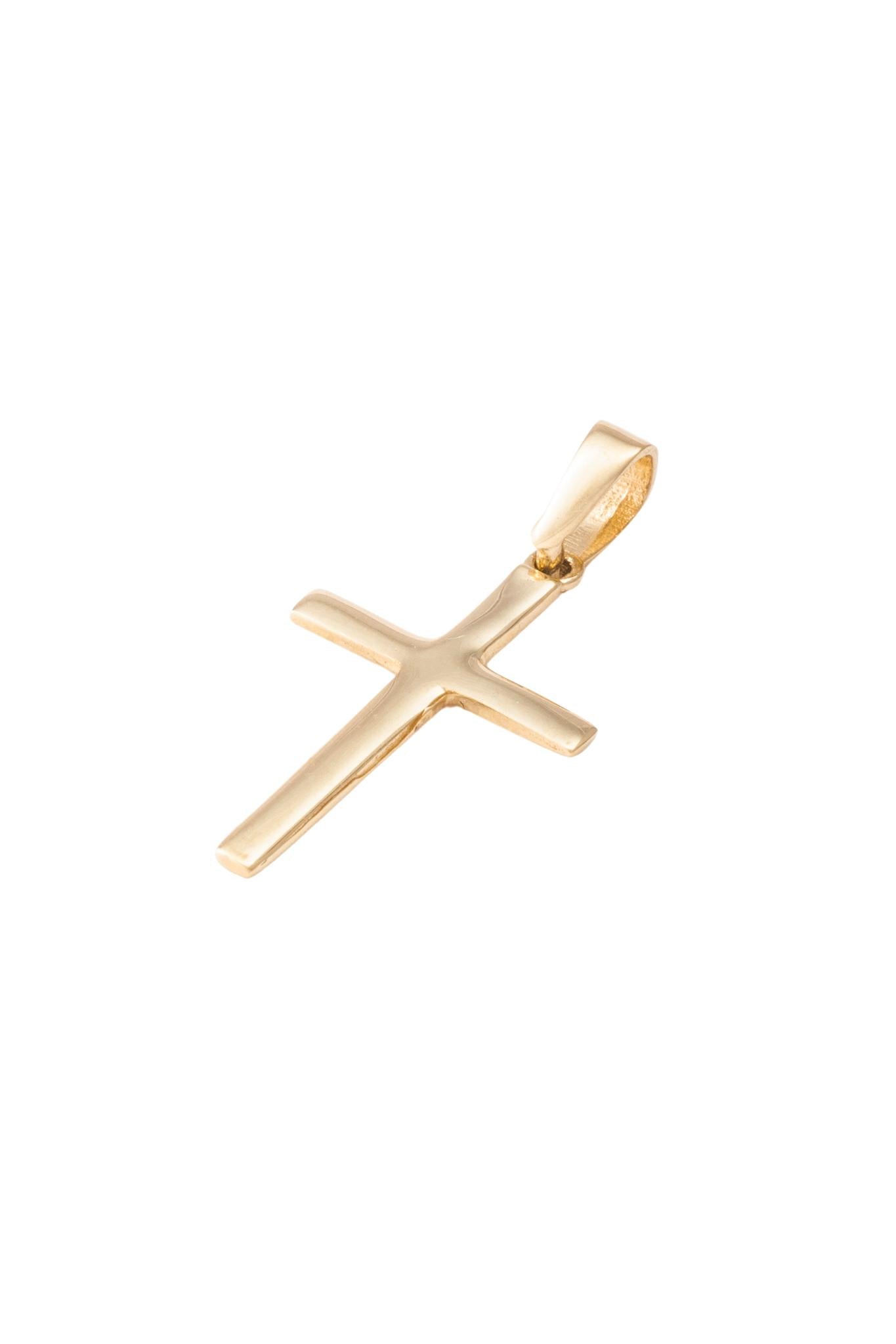 Dije de oro solido en 10 kilates con forma de cruz de placa lisa.png