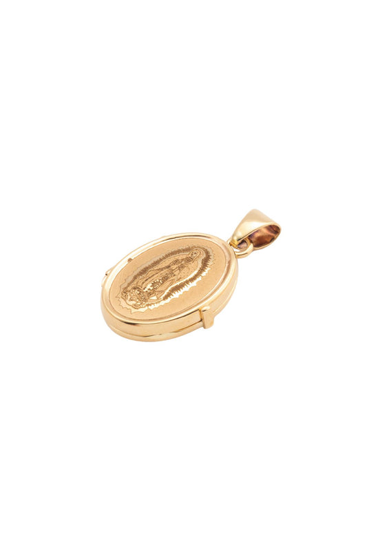 Dije de oro sólido en 10 kilates con relicario e imágen de la Virgen de Guadalupe..png