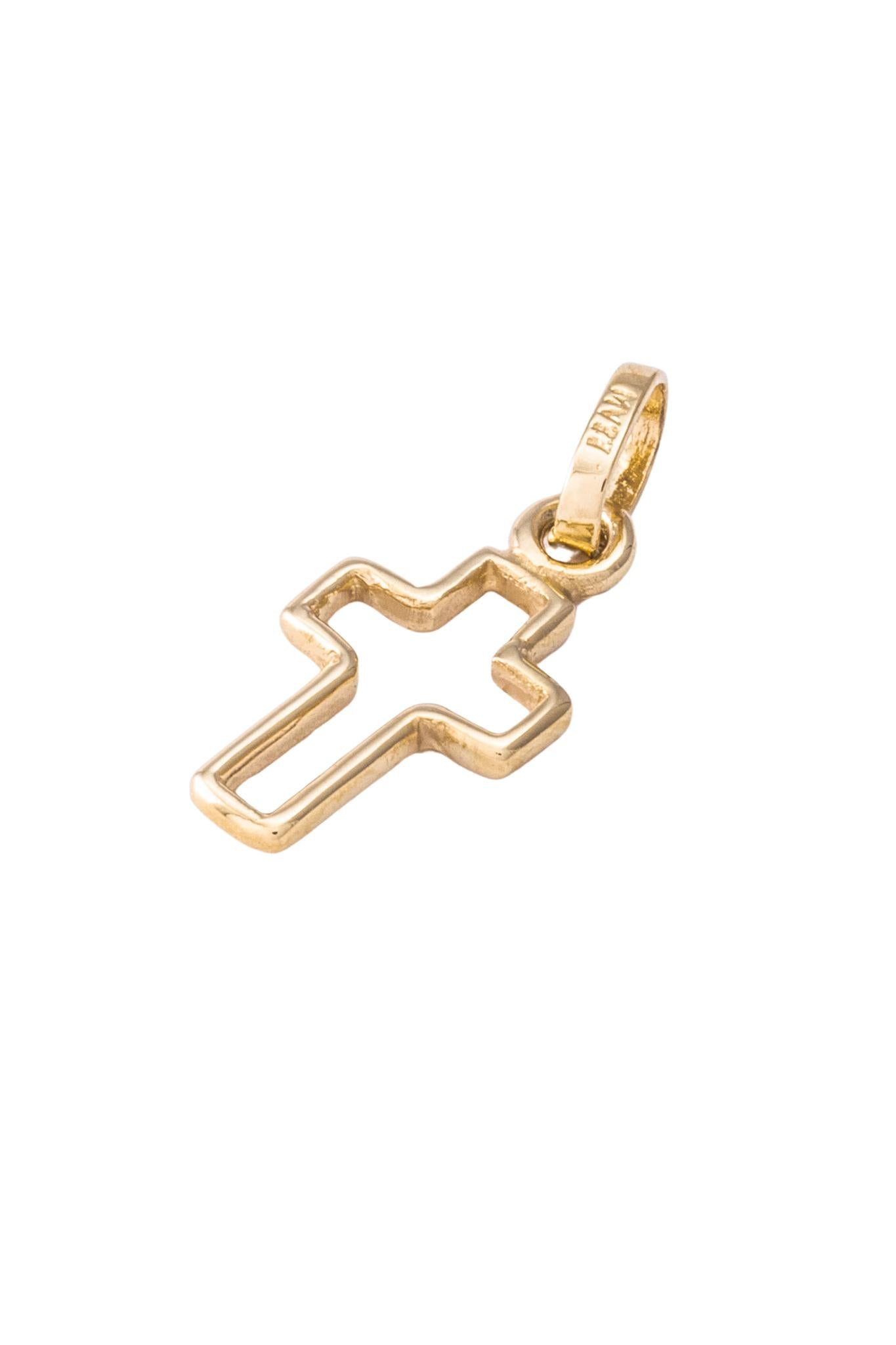 Dije de oro sólido en 14 kilates con forma de cruz contorno delgado chica oro amarillo..png