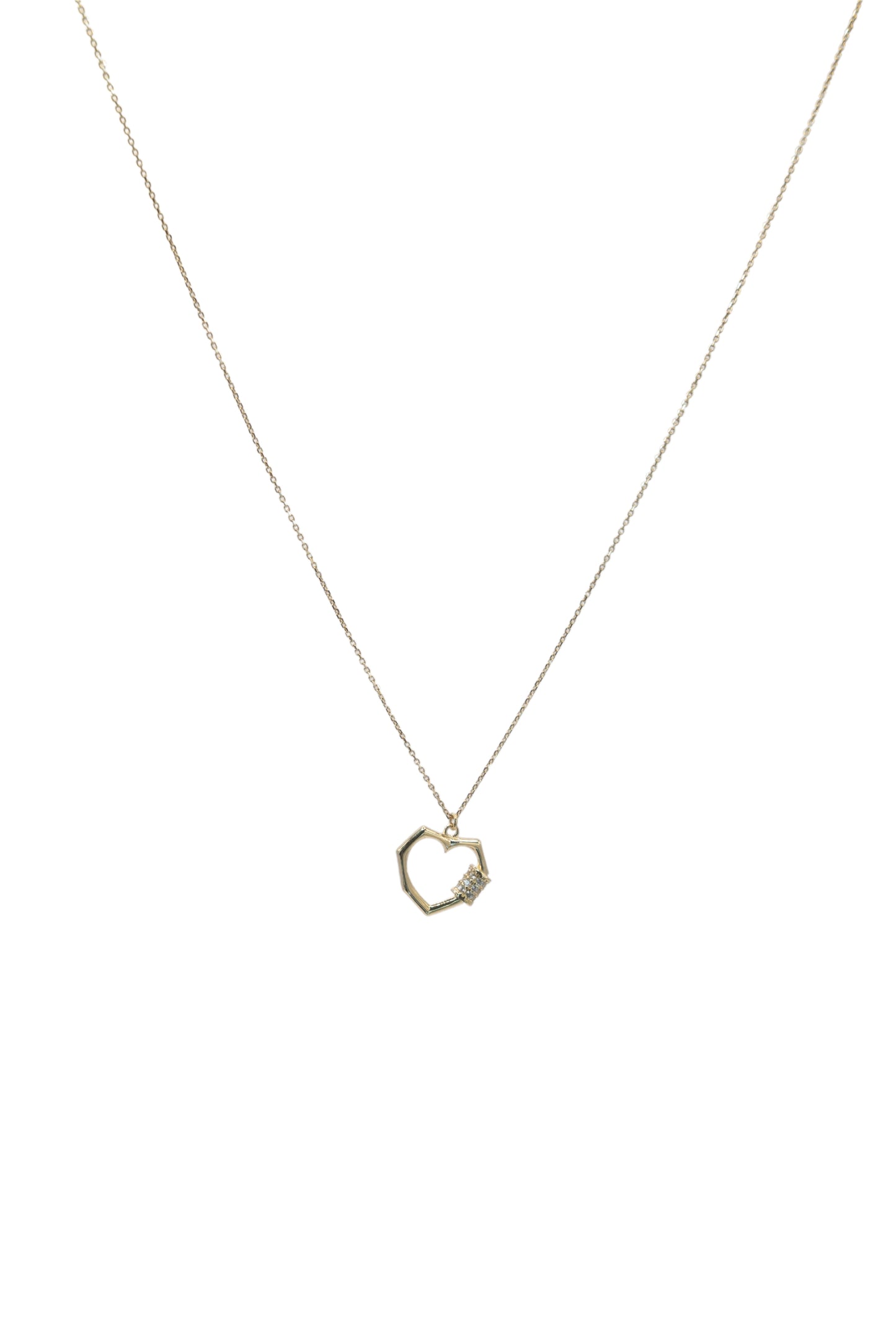 Gargantilla 10 kilates dije de corazón geométrico y barril de zirconias..png