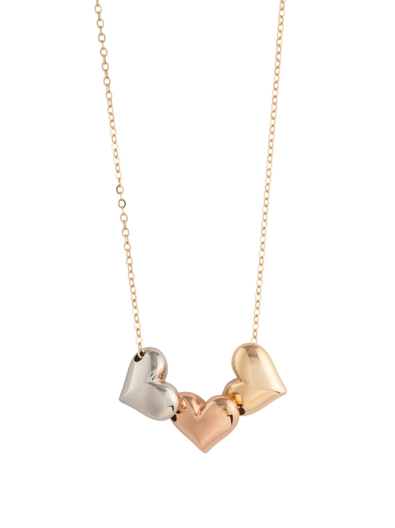 Gargantilla 10 kilates dijes de tres corazones inflados en oro florentino grandes.png