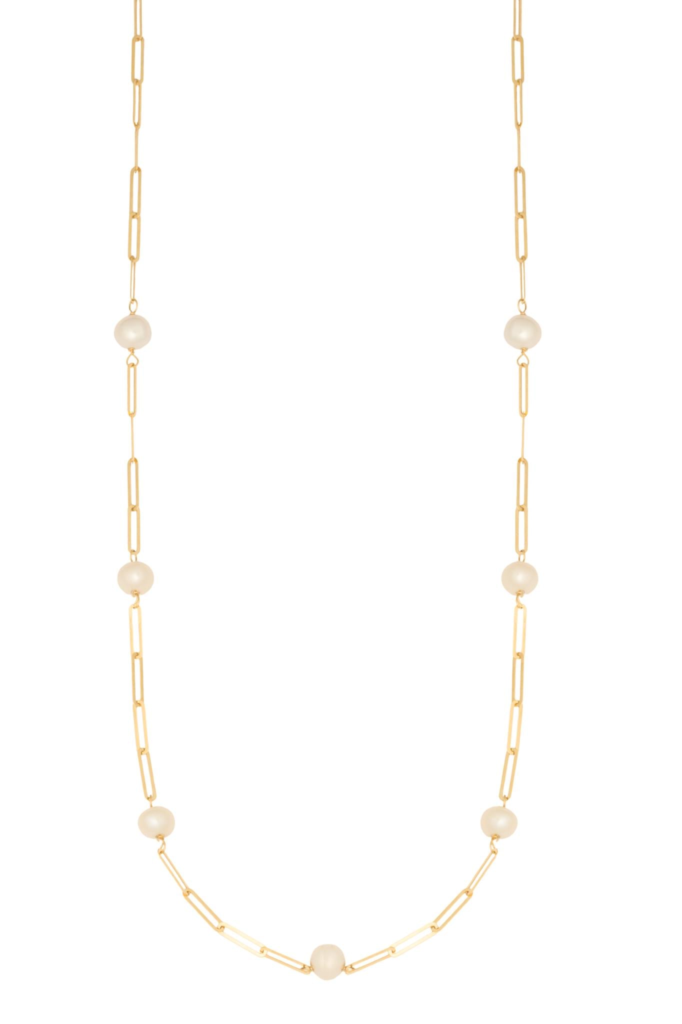 Gargantilla 10 kilates eslabón rectangular y perlas..png