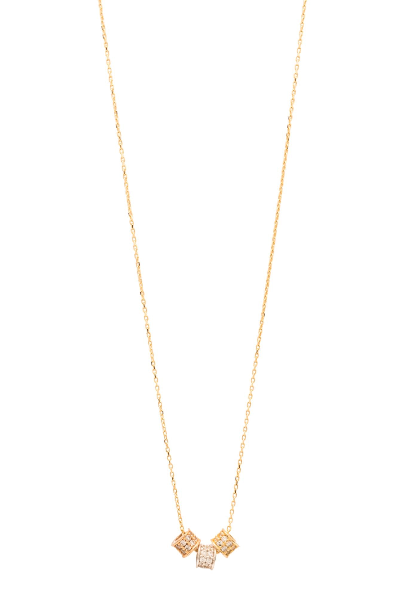 Gargantilla 14 kilates barriles de zirconia doble en oro florentino..png