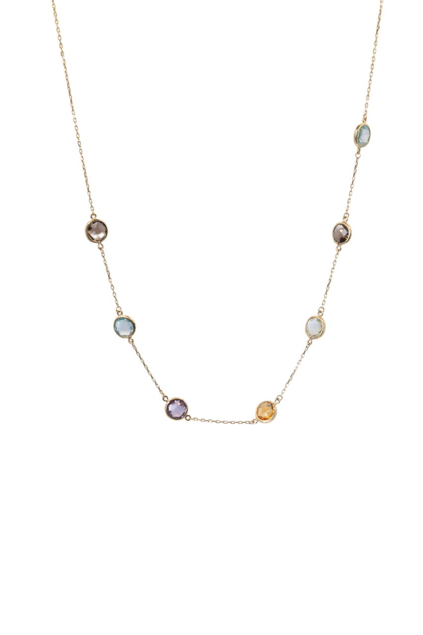 Gargantilla 14 kilates con dijes de zirconias de colores biselados..png