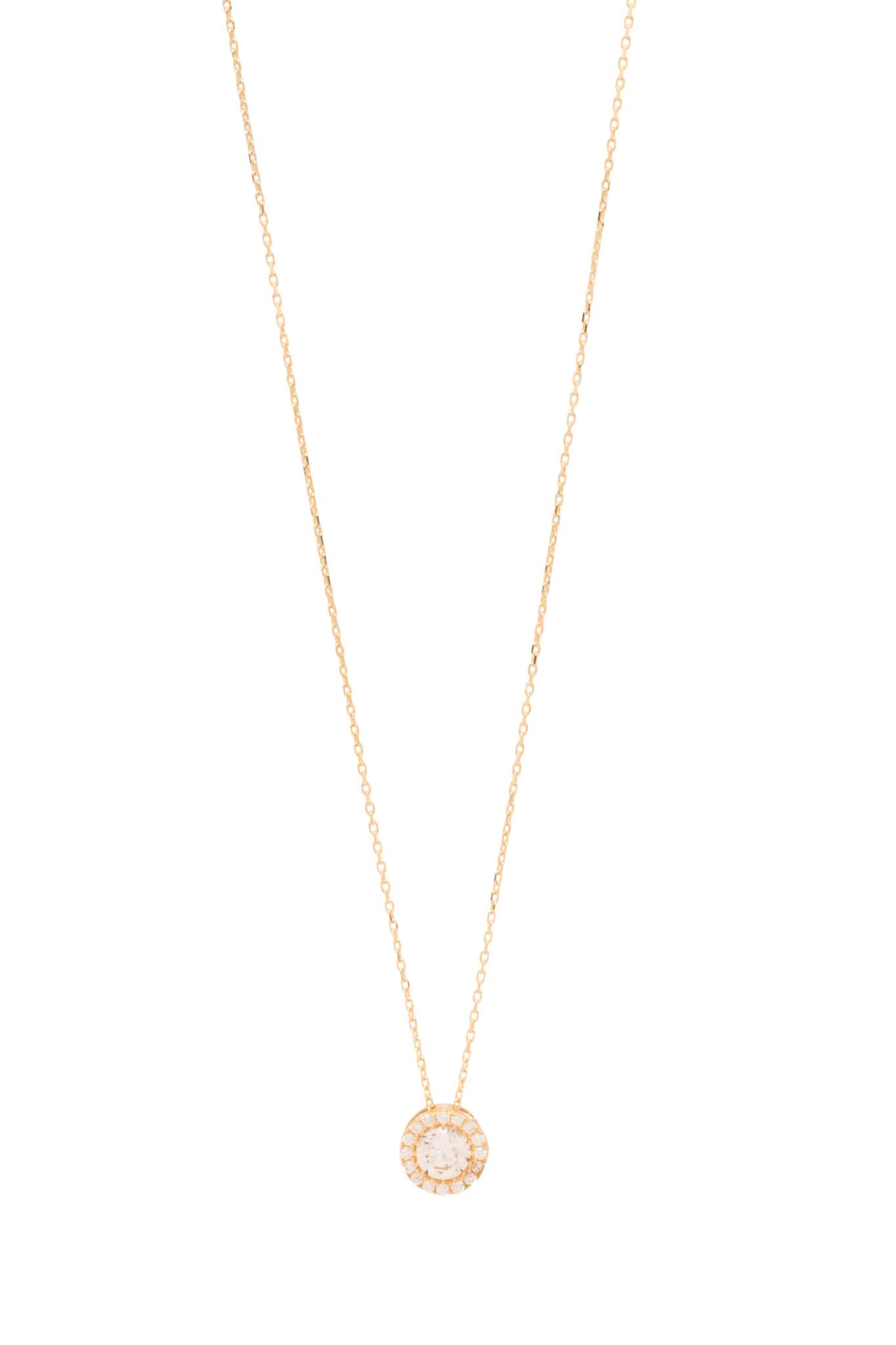 Gargantilla 14 kilates una zirconia al centro y biselado de zirconias alrededor..png