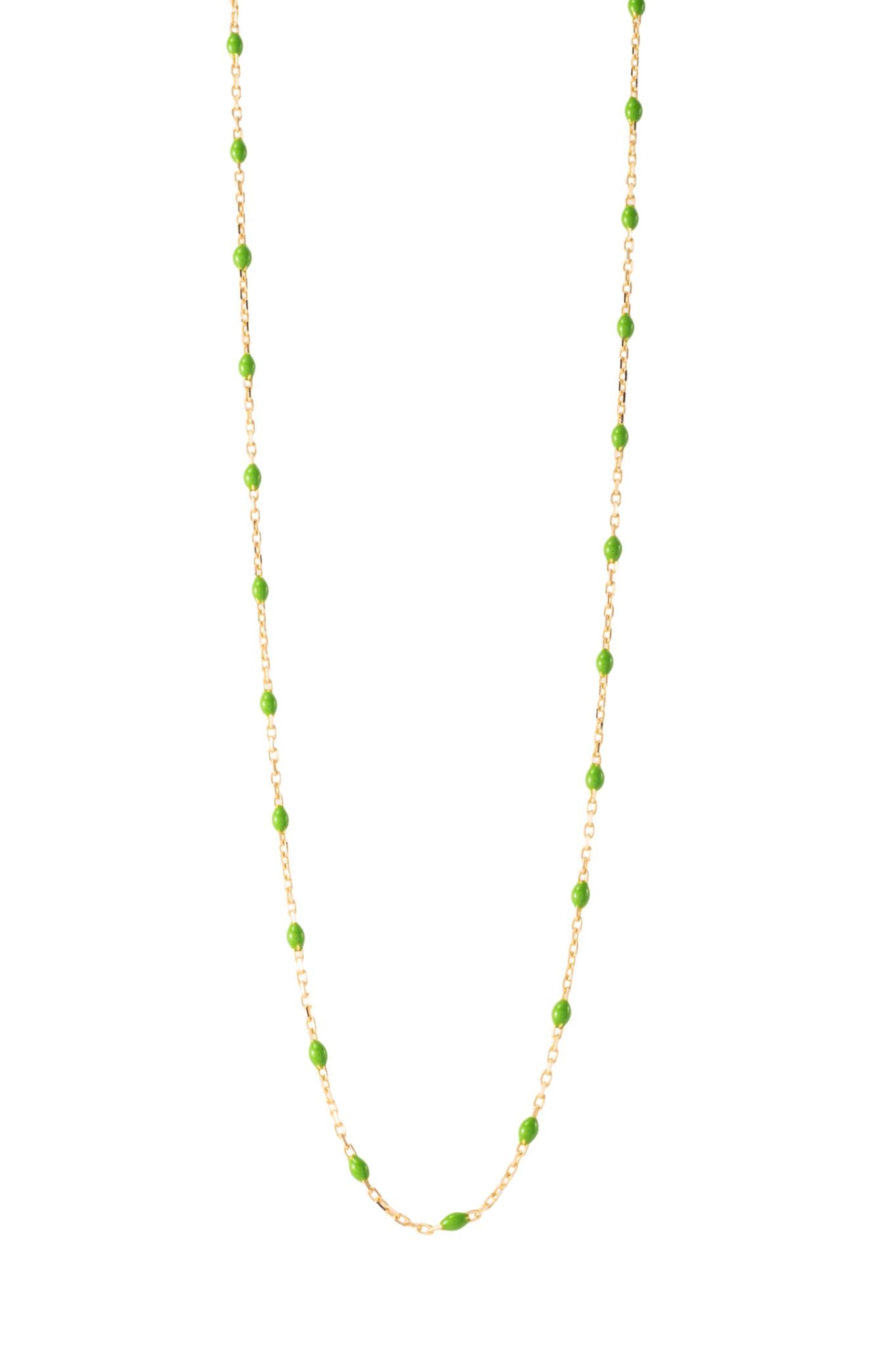 Gargantilla de oro sólido en 10 kilates con bolitas esmaltadas verdes simple..png