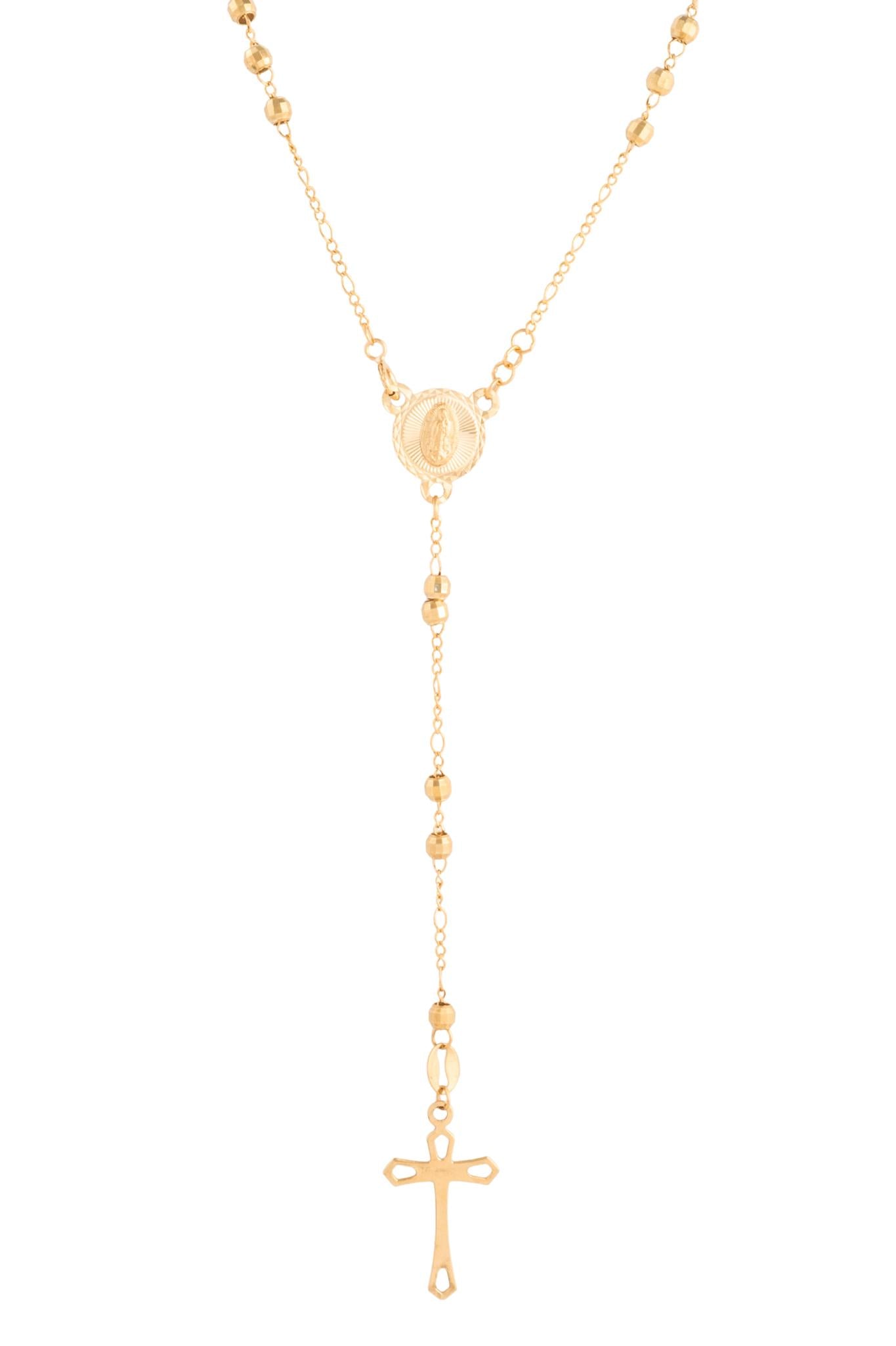 Gargantilla rosario 10 kilates bolitas diamantadas y semilla hueca con medalla Virgen de Guadalupe y cruz orillas huecas.png