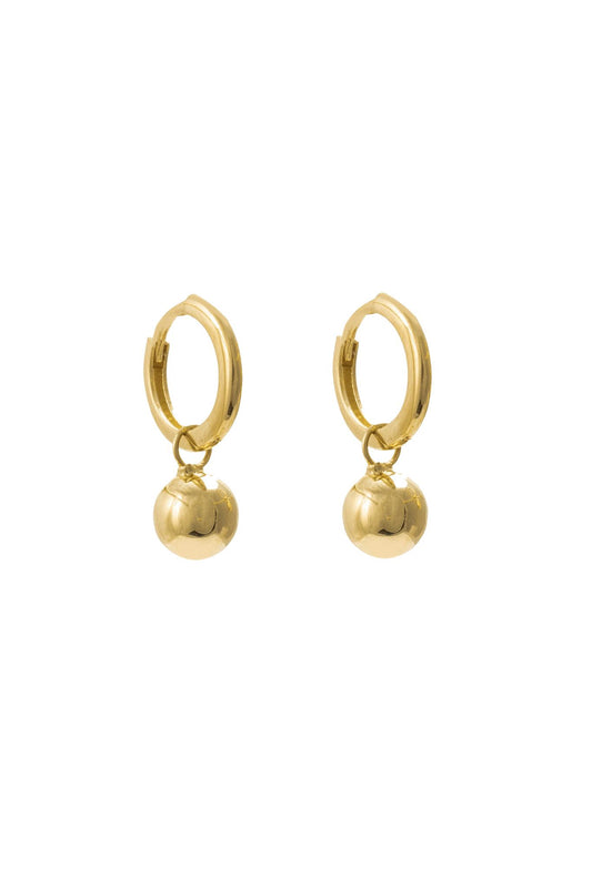 Huggie de oro solido de 10 kilates con una bolita al finalizar.png