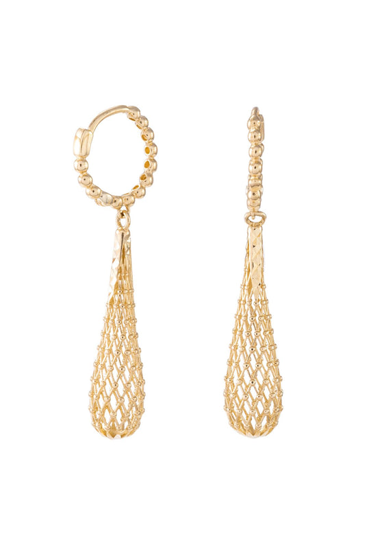 Huggie de oro solido en 10 kilates con bolitas .png