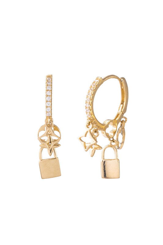 Huggie de oro solido en 10 kilates con forma circular con contorno de zirconia .png