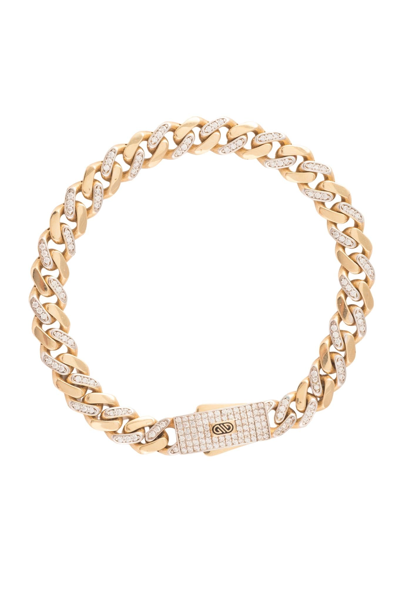 Pulsera 10 kilates con tejido cubano, uno liso y uno zirconias intercalados..png