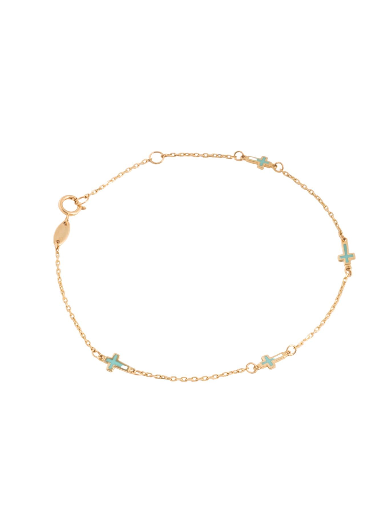 Pulsera 10 kilates cruces esmaltadas azul turquesa.png