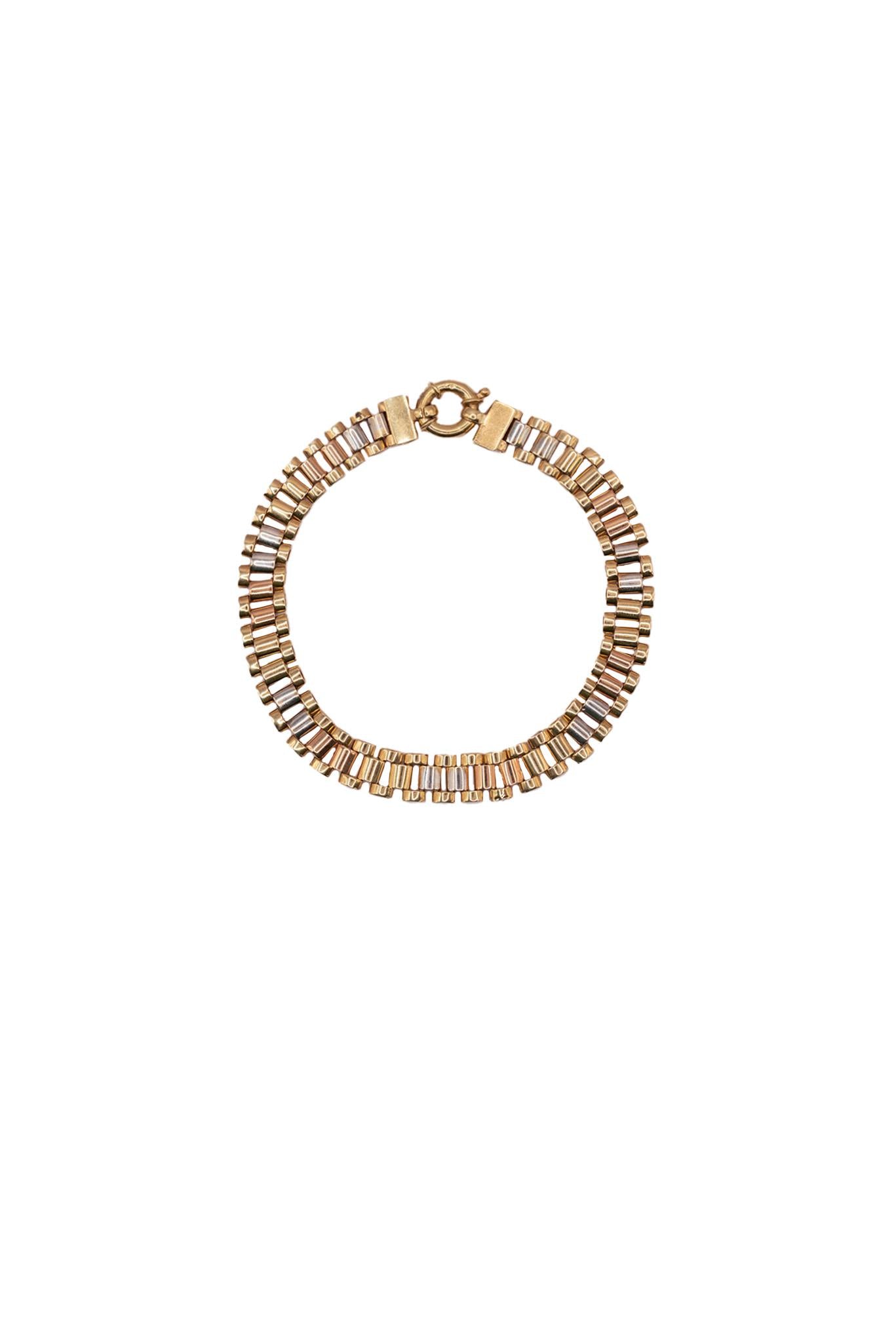 Pulsera de oro solido de 10 kilates con eslabones de barriles en oro florentino .png