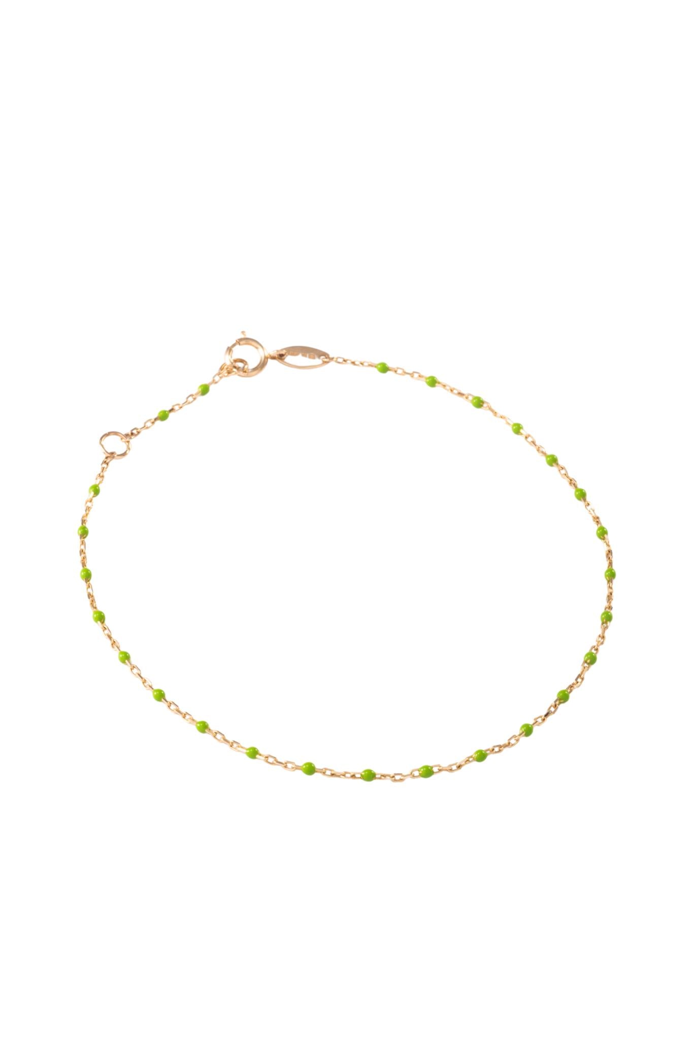 Pulsera de oro sólido en 10 kilates con bolitas esmaltadas verde limón..png