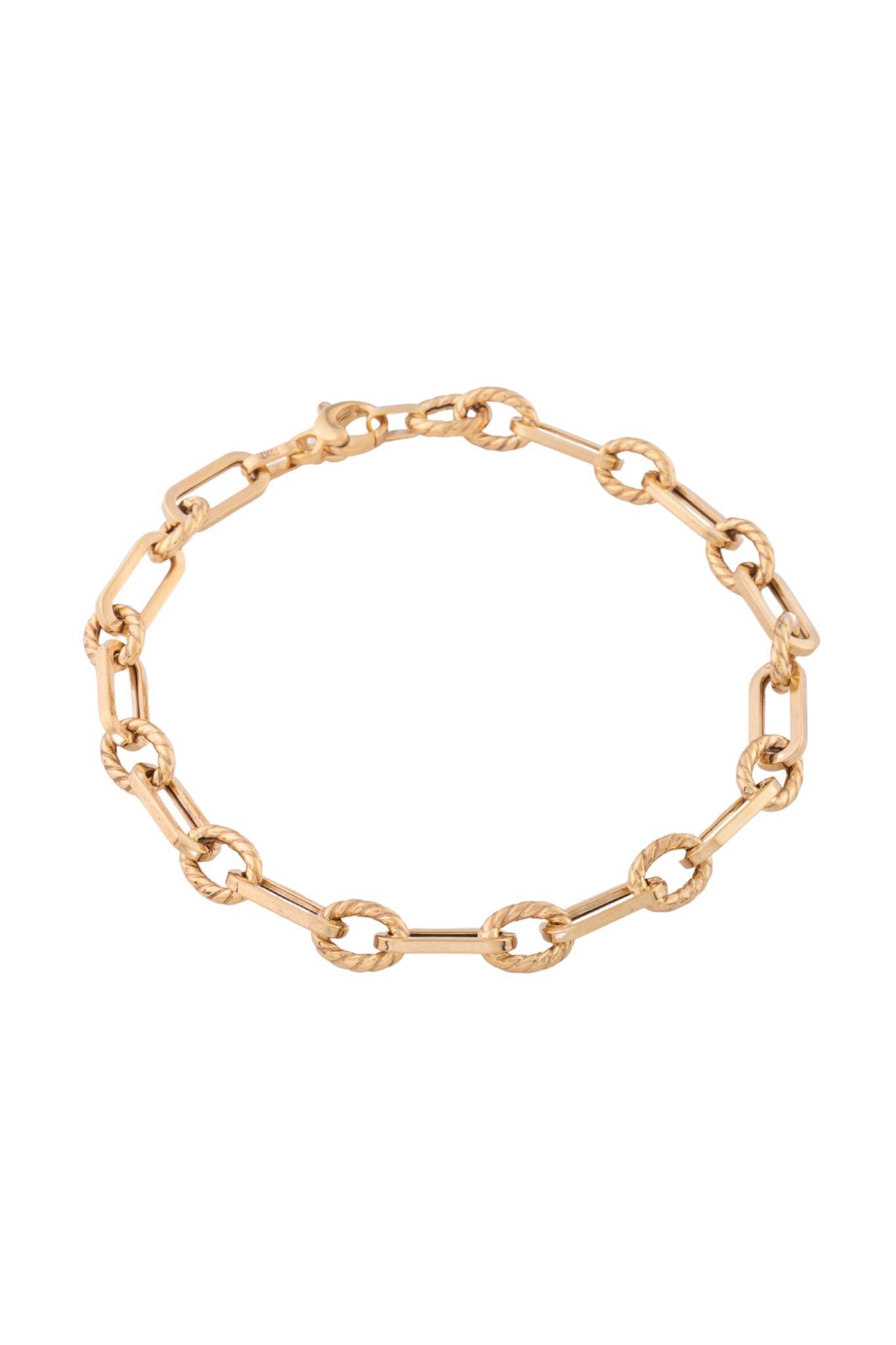 Pulsera de oro sólido en 10 kilates con eslabón ovalado y eslabón ovalado chico con forma de cuerda lisa intercalados..png