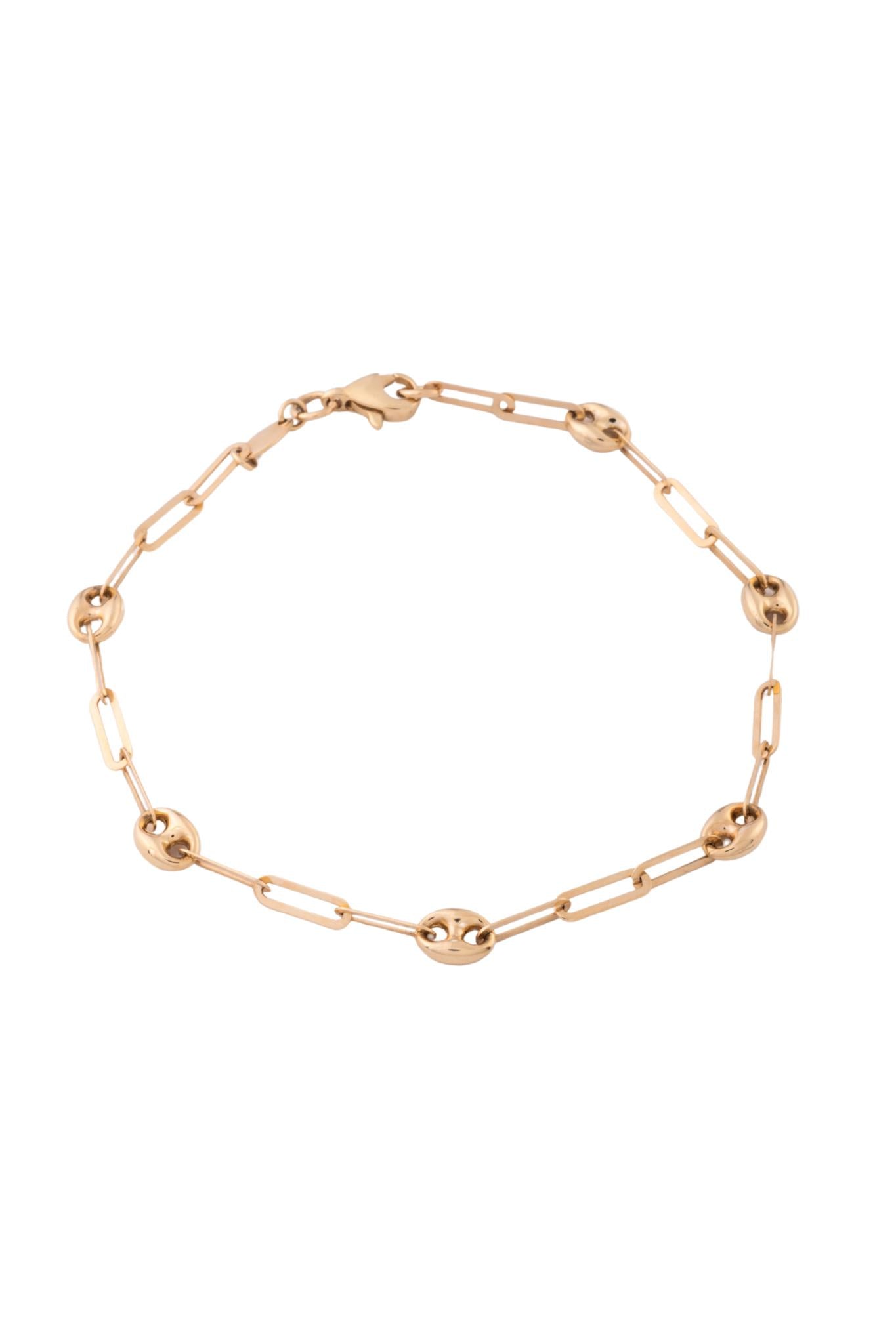 Pulsera de oro sólido en 10 kilates con eslabón placa rectangular y dije tipo botón inflado liso..png