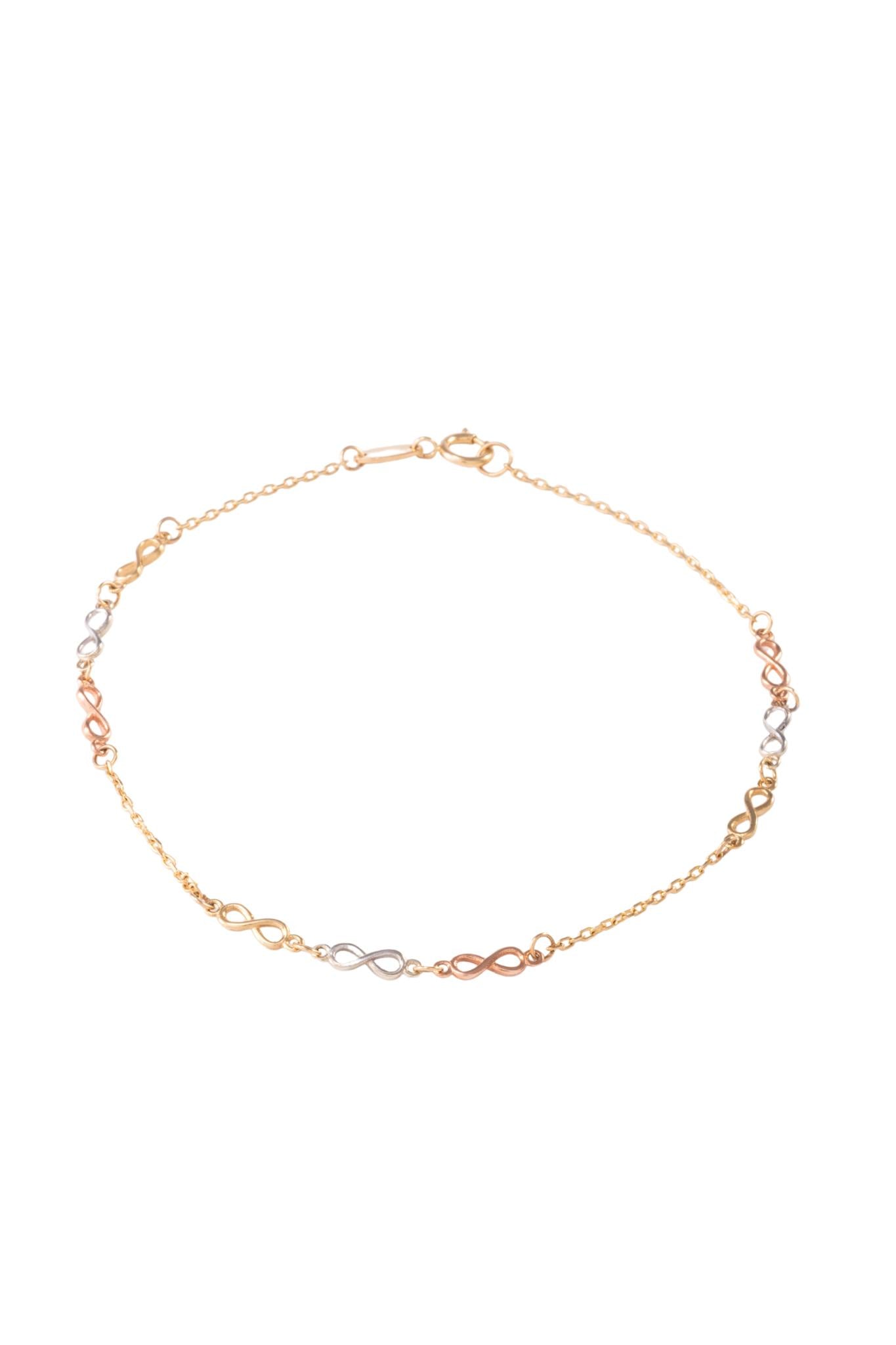 Pulsera de oro sólido en 10 kilates con infinitos minis en oro florentino..png