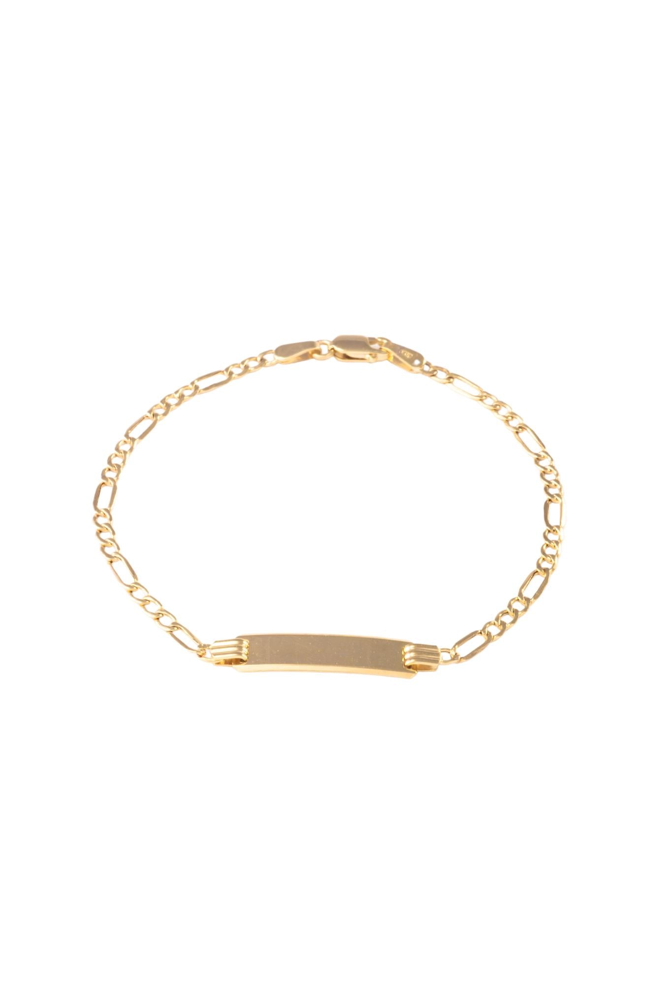 Pulsera esclava de oro sólido en 10 kilates con tejido cartier y placa lisa al centro..png