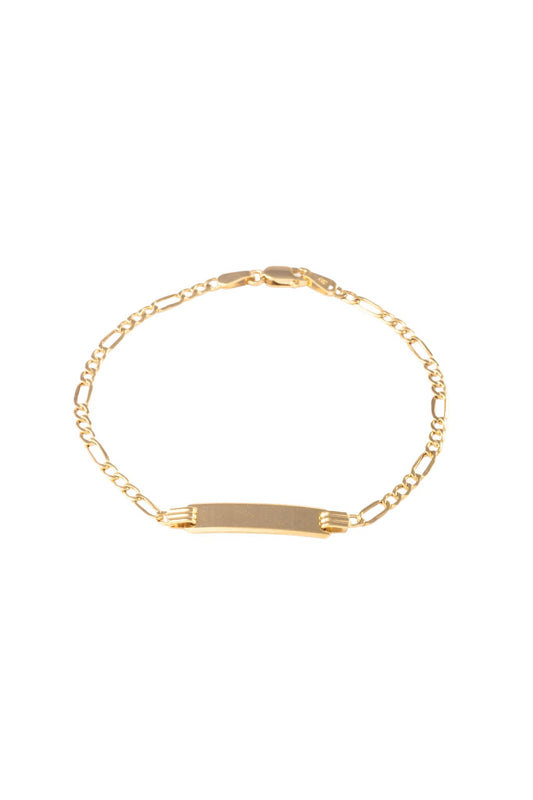 Pulsera esclava de oro sólido en 10 kilates con tejido cartier y placa lisa al centro..png