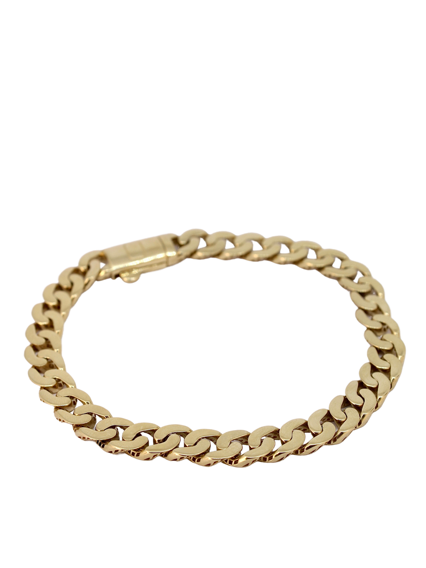 Pulseras de oro solida de 10 kilates con eslabon cubano y broche de caja.png