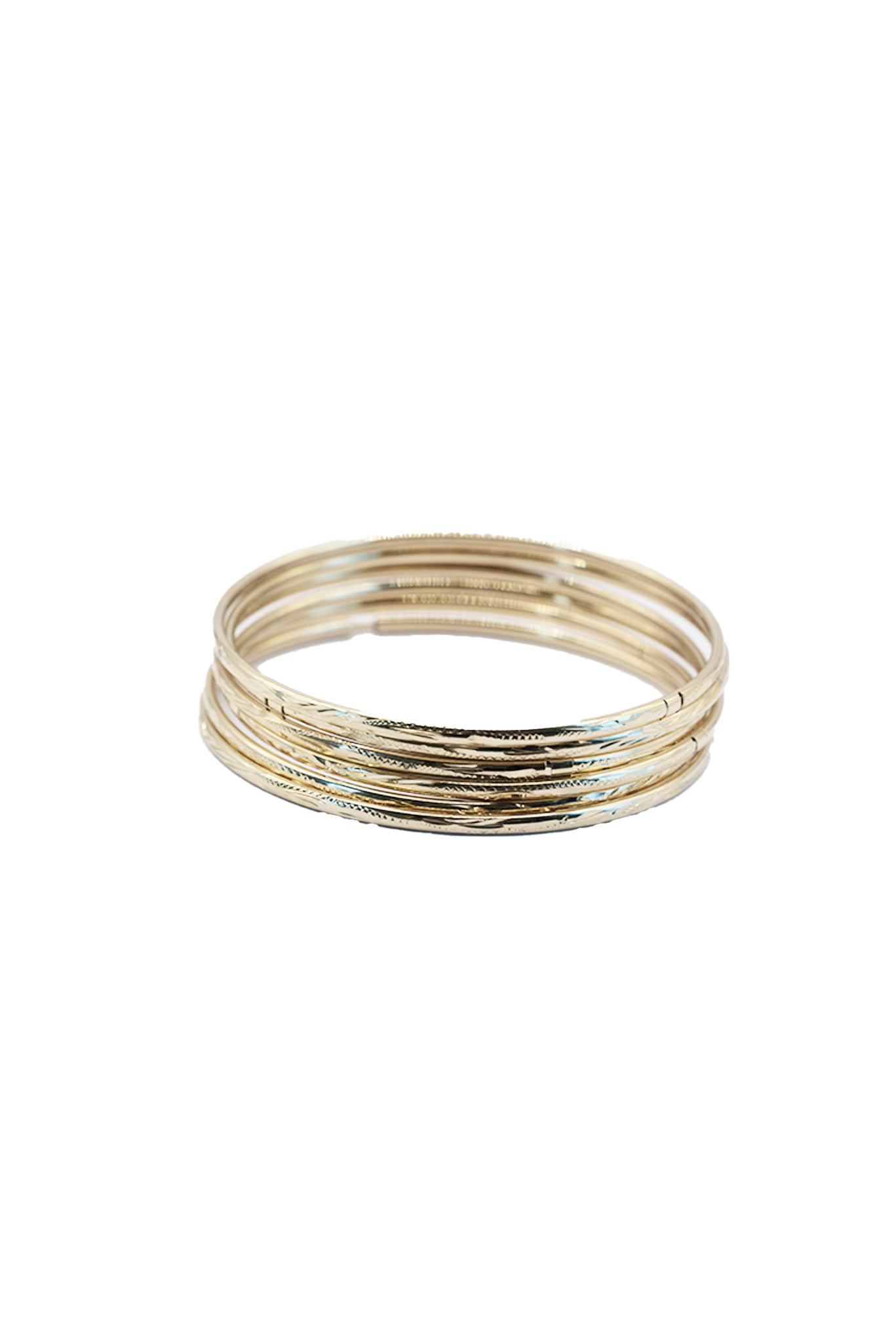Pulseras de oro sólido en 10 kilates semanario con 6 aros diamantados..png