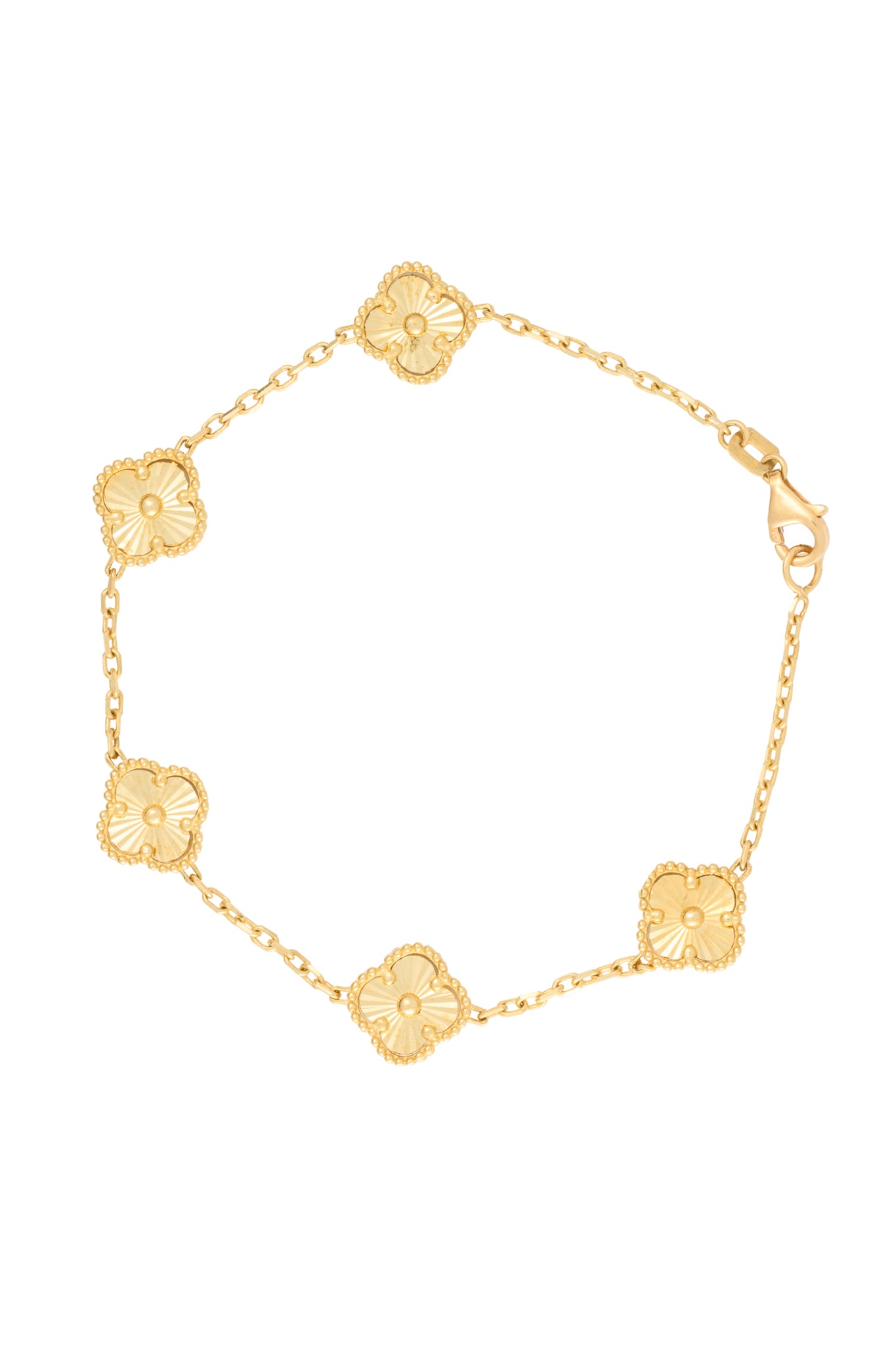 Pulsera 10 kilates flores diamantadas grandes.