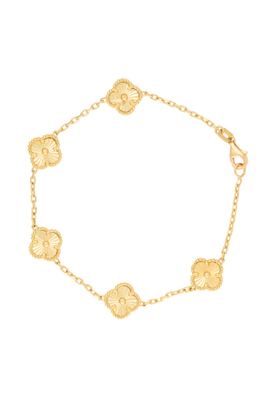 Pulsera 10 kilates flores diamantadas grandes.