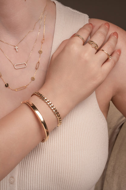 Pulsera 10 kilates eslabó cubano y broche mónaco