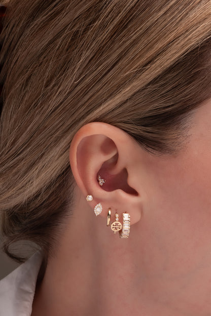 Arracada 10 kilates zirconias rectangulares