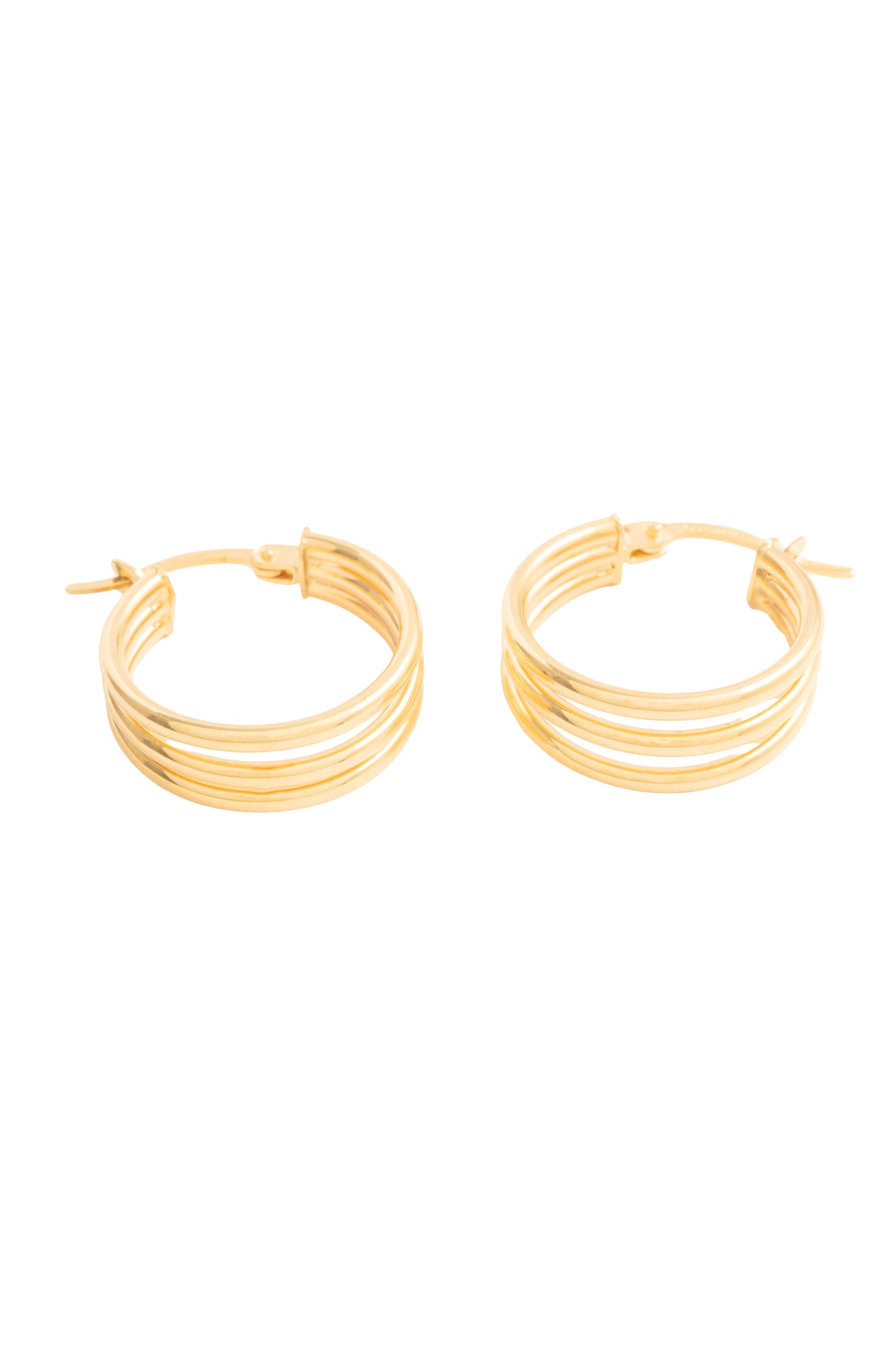 Arracada en 10 kilates circular tubular triple