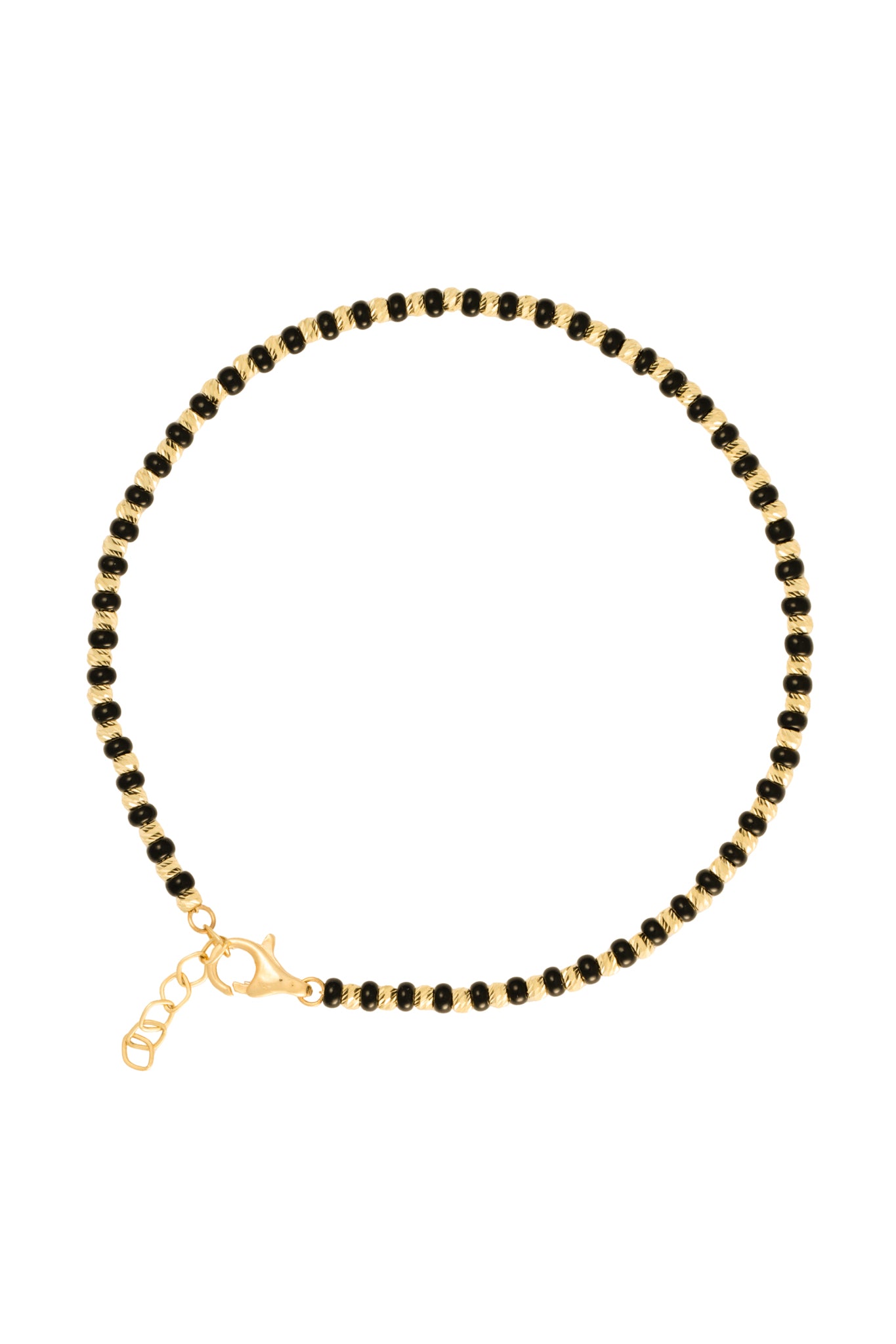 Pulsera 10 kilates bolitas negras y amarillas diamantadas.